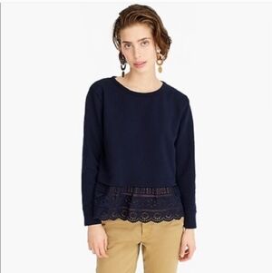 J. Crew Eyelet-Hem Sweatshirt Navy size XS
